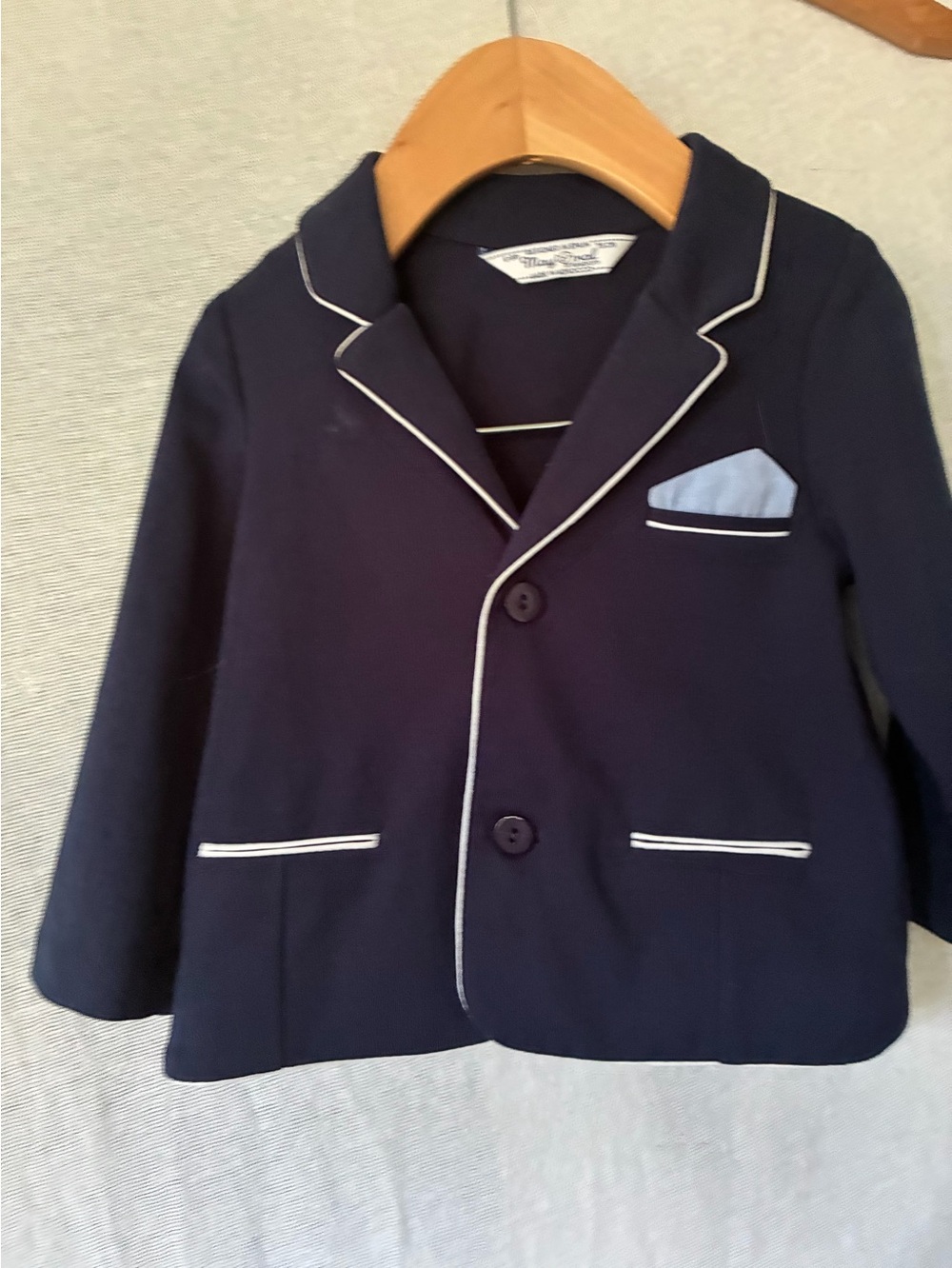Mayoral Baby Boy Jacket Blazer Navy Blue White Piping Size 6- 9M NWOT